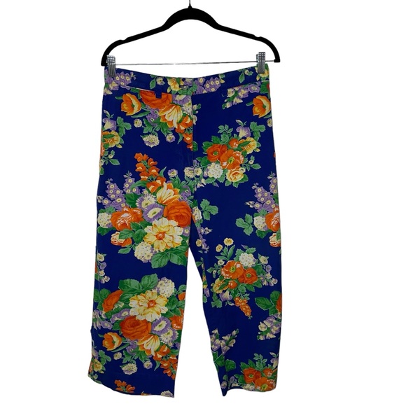 Ralph Lauren Lauren Floral Print Capri Pant wide leg Bright Size 10 - Picture 1 of 11